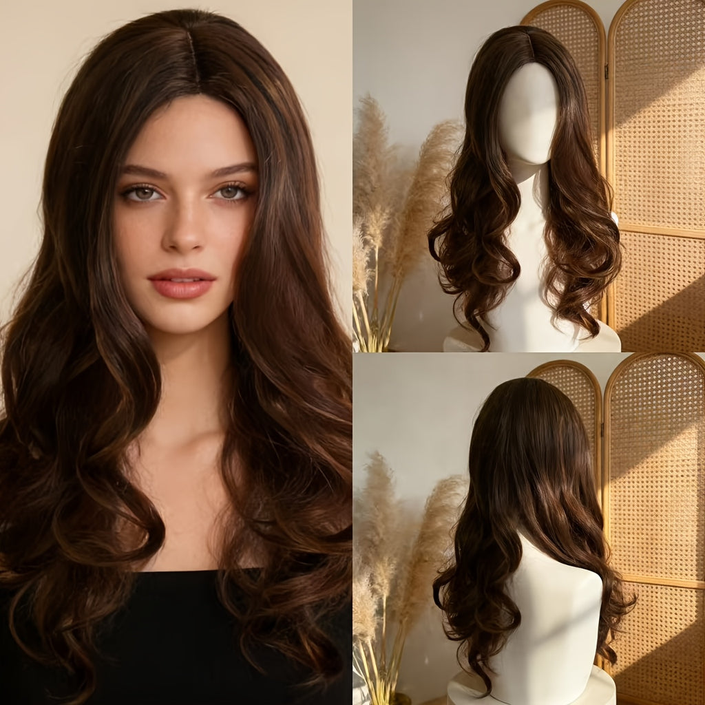 13x4 Lace Front Light Brown Water Wave Wig | 26 Inches, 150% High Density, Versatile for Daily Use, Parties, and Formal Events, Made of High Temperature Fiber