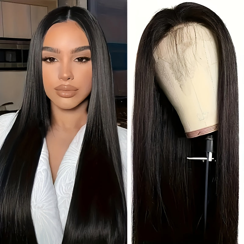 4x4 HD Lace Straight Glueless Wigs Pre Cut 200 Density Lace Front Closure Wigs Human Hair Pre Plucked Lace Frontal Human Hair Wigs For Women Natural Color