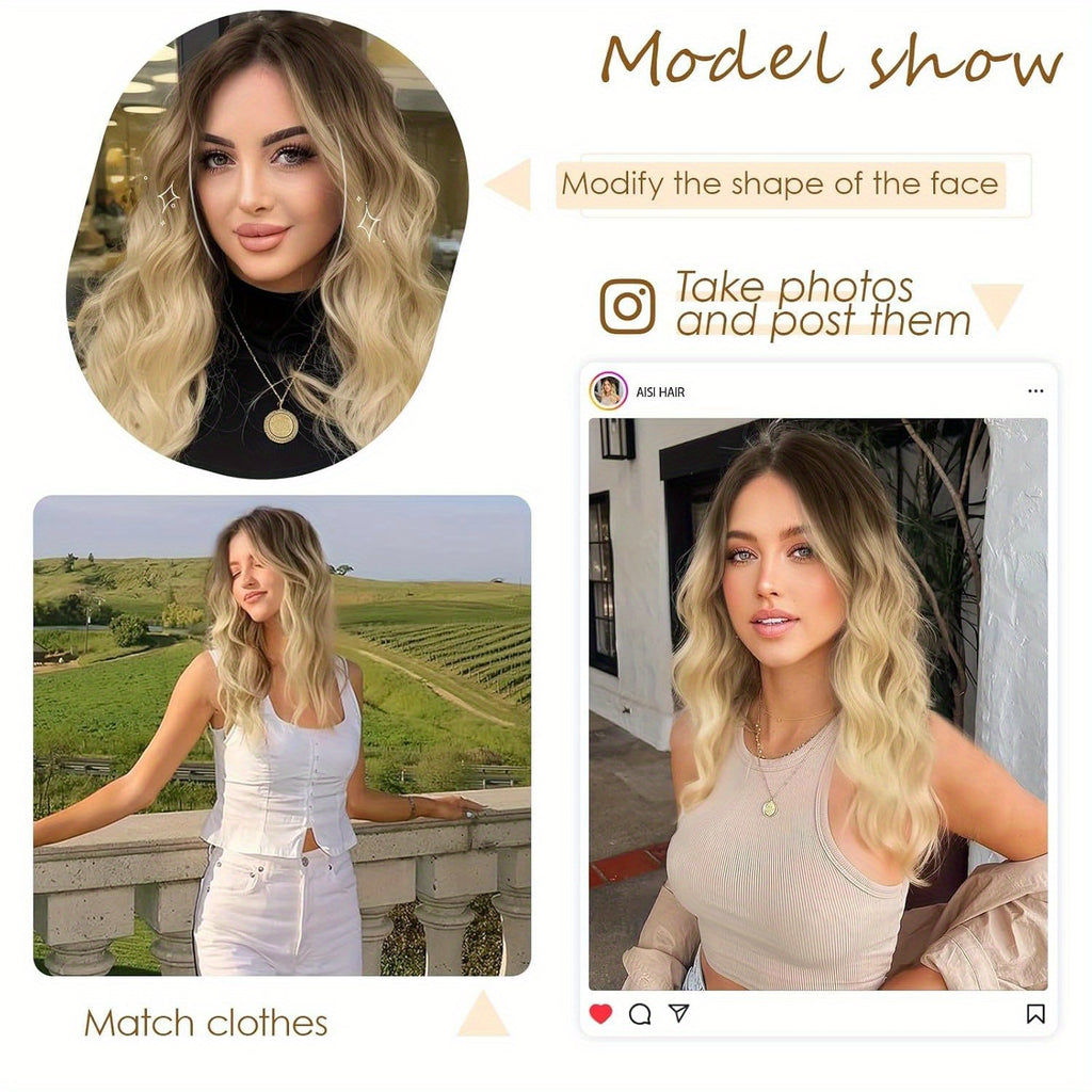 A Long Hairstyle Featuring Gradient Curly Hair for Women, Complemented by a Rose Net Hat Made of High-Temperature Silk, Ideal for Ladies And Girls. This Synthetic Non-Lace Wig Is Perfect for Music Festivals, Role-Playing Events