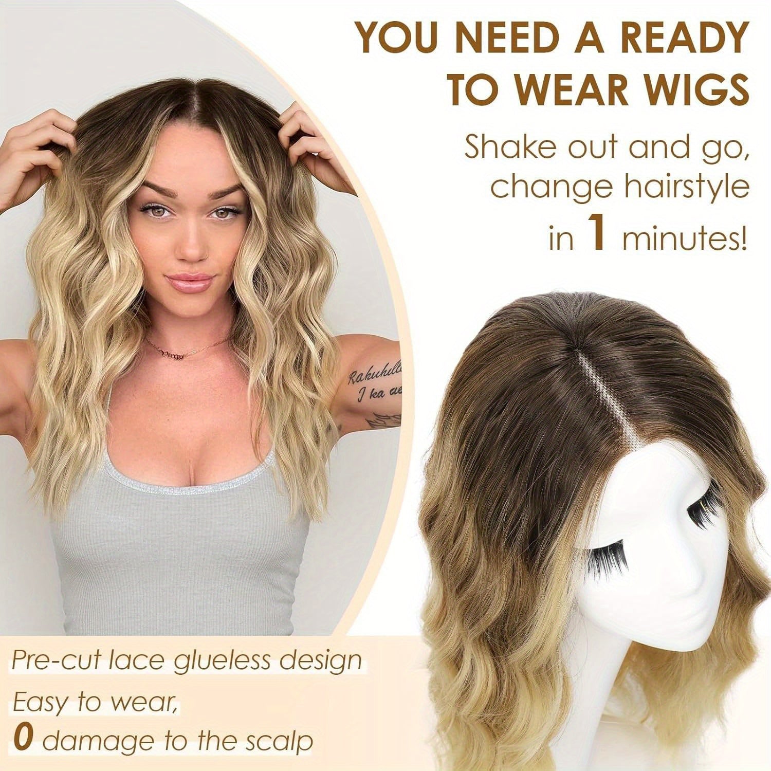 A Long Hairstyle Featuring Gradient Curly Hair for Women, Complemented by a Rose Net Hat Made of High-Temperature Silk, Ideal for Ladies And Girls. This Synthetic Non-Lace Wig Is Perfect for Music Festivals, Role-Playing Events