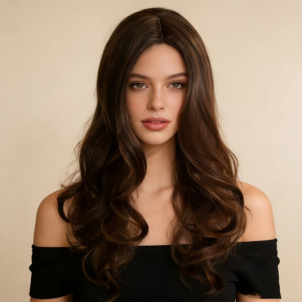 13x4 Lace Front Light Brown Water Wave Wig | 26 Inches, 150% High Density, Versatile for Daily Use, Parties, and Formal Events, Made of High Temperature Fiber