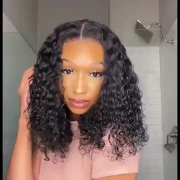 200% Density Glueless 4X4 Deep Wave Human Hair Wig with Transparent Lace Frontal, Ready-To-Wear Pre-Plucked Wigs for Women, Featuring Brazilian Curly Hair