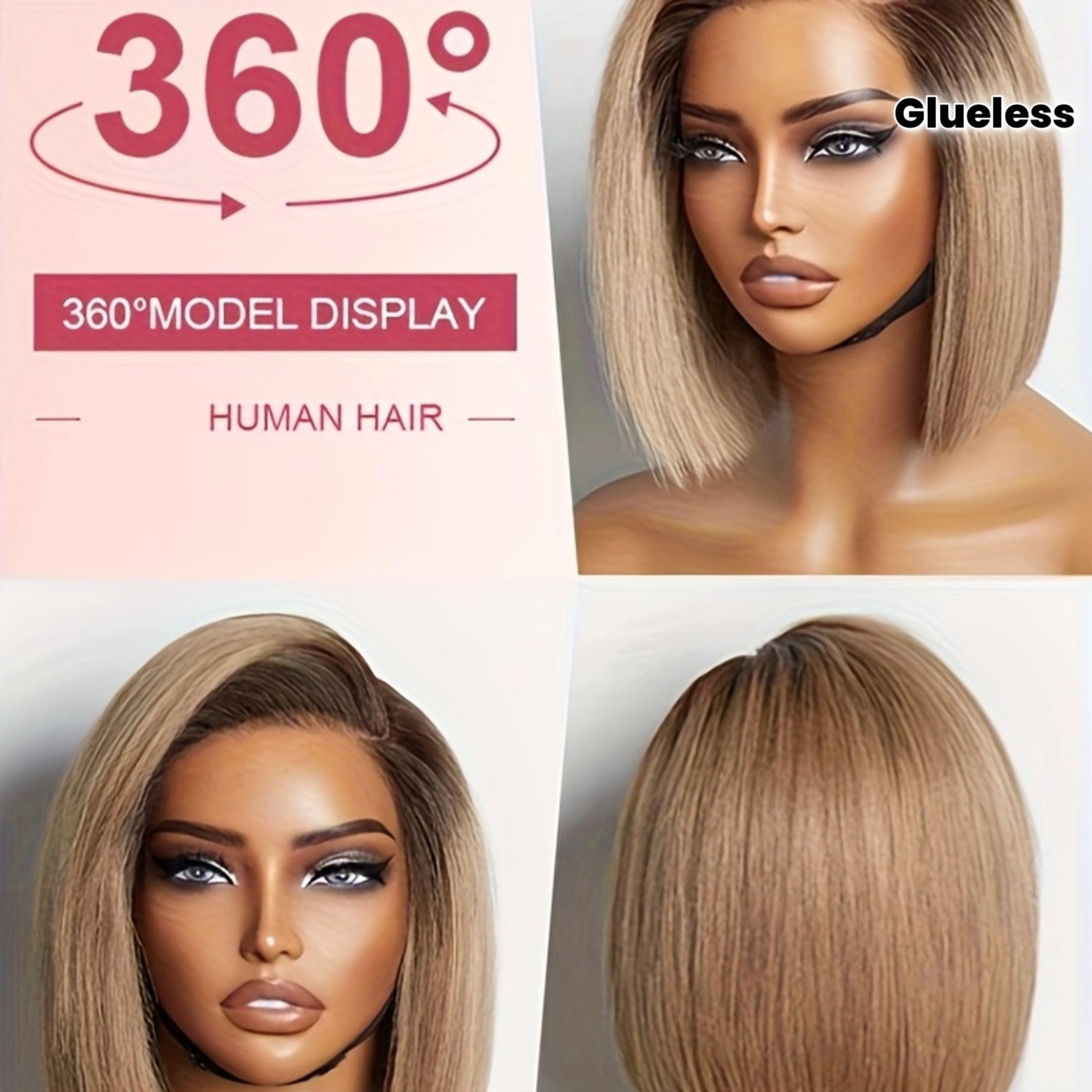 Behooy 12 Inch Ash Blonde Human Hair Wig with Dark Roots - Straight Bob, Transparent Lace Front, Glueless Wig for Women, Natural Look, Density, Perfect for Casual Attire or Special Occasions, Everyday & Party Wear, Versatile Hairpiece