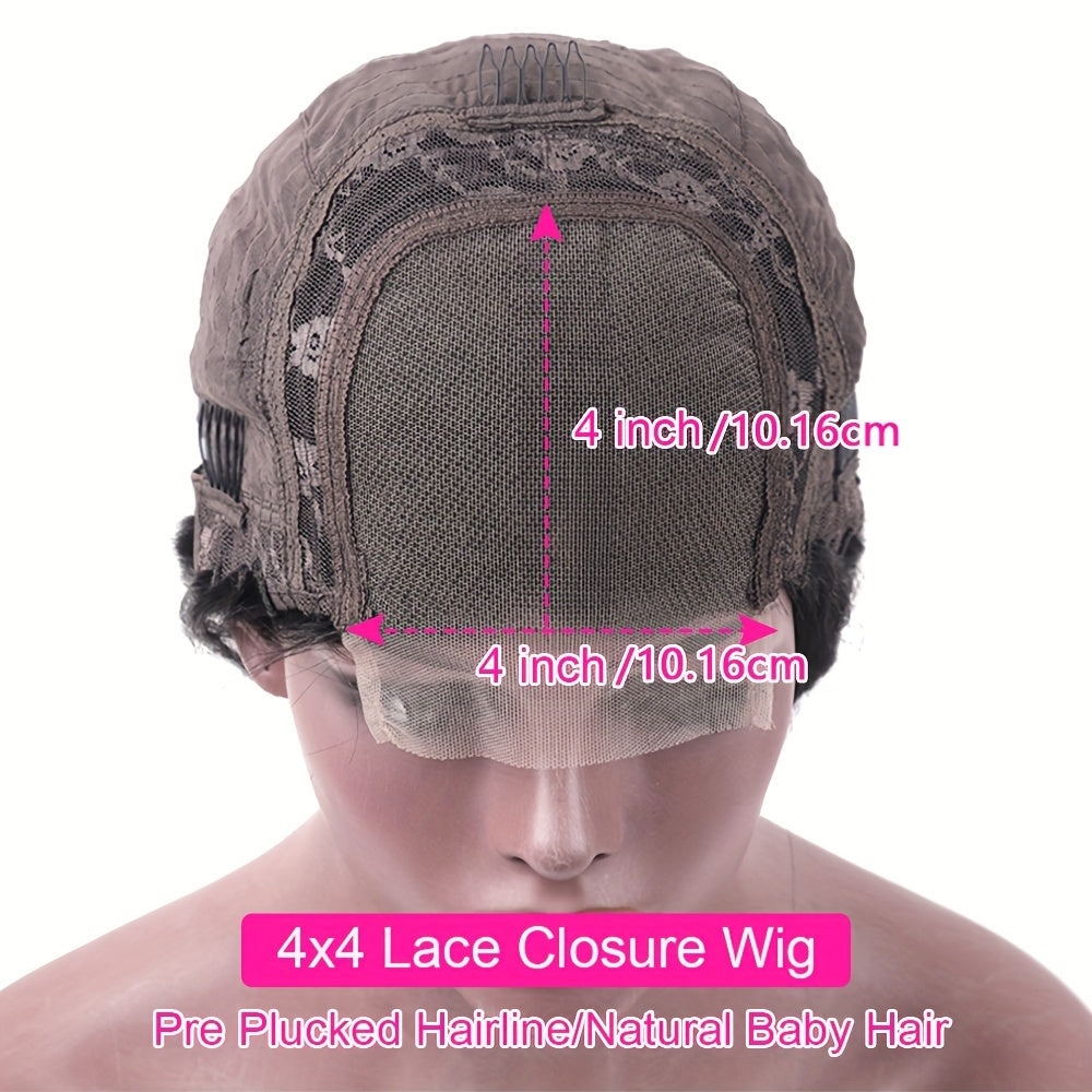 4x4 HD Lace Straight Glueless Wigs Pre Cut 200 Density Lace Front Closure Wigs Human Hair Pre Plucked Lace Frontal Human Hair Wigs For Women Natural Color