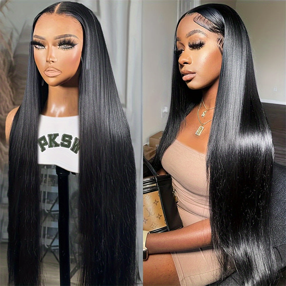 4x4 HD Lace Straight Glueless Wigs Pre Cut 200 Density Lace Front Closure Wigs Human Hair Pre Plucked Lace Frontal Human Hair Wigs For Women Natural Color