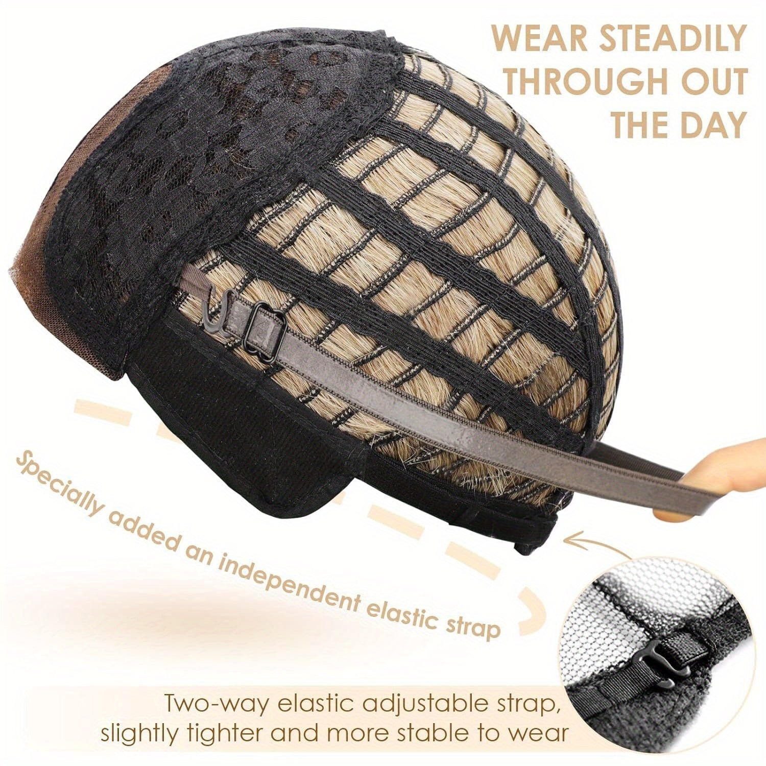 A Long Hairstyle Featuring Gradient Curly Hair for Women, Complemented by a Rose Net Hat Made of High-Temperature Silk, Ideal for Ladies And Girls. This Synthetic Non-Lace Wig Is Perfect for Music Festivals, Role-Playing Events