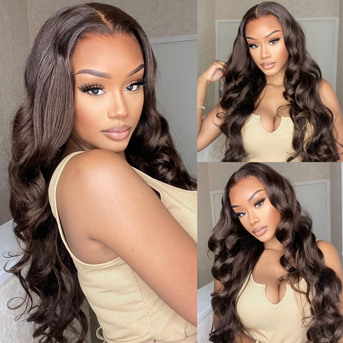 Chocolate Brown Lace Front Wig | 200 Density 13x6 HD Body Wave Human Hair Wig Pre Plucked with Baby Hair, Colored Brown, Unisex-Adult, Brand: Alynn