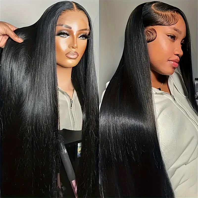 4x4 HD Lace Straight Glueless Wigs Pre Cut 200 Density Lace Front Closure Wigs Human Hair Pre Plucked Lace Frontal Human Hair Wigs For Women Natural Color