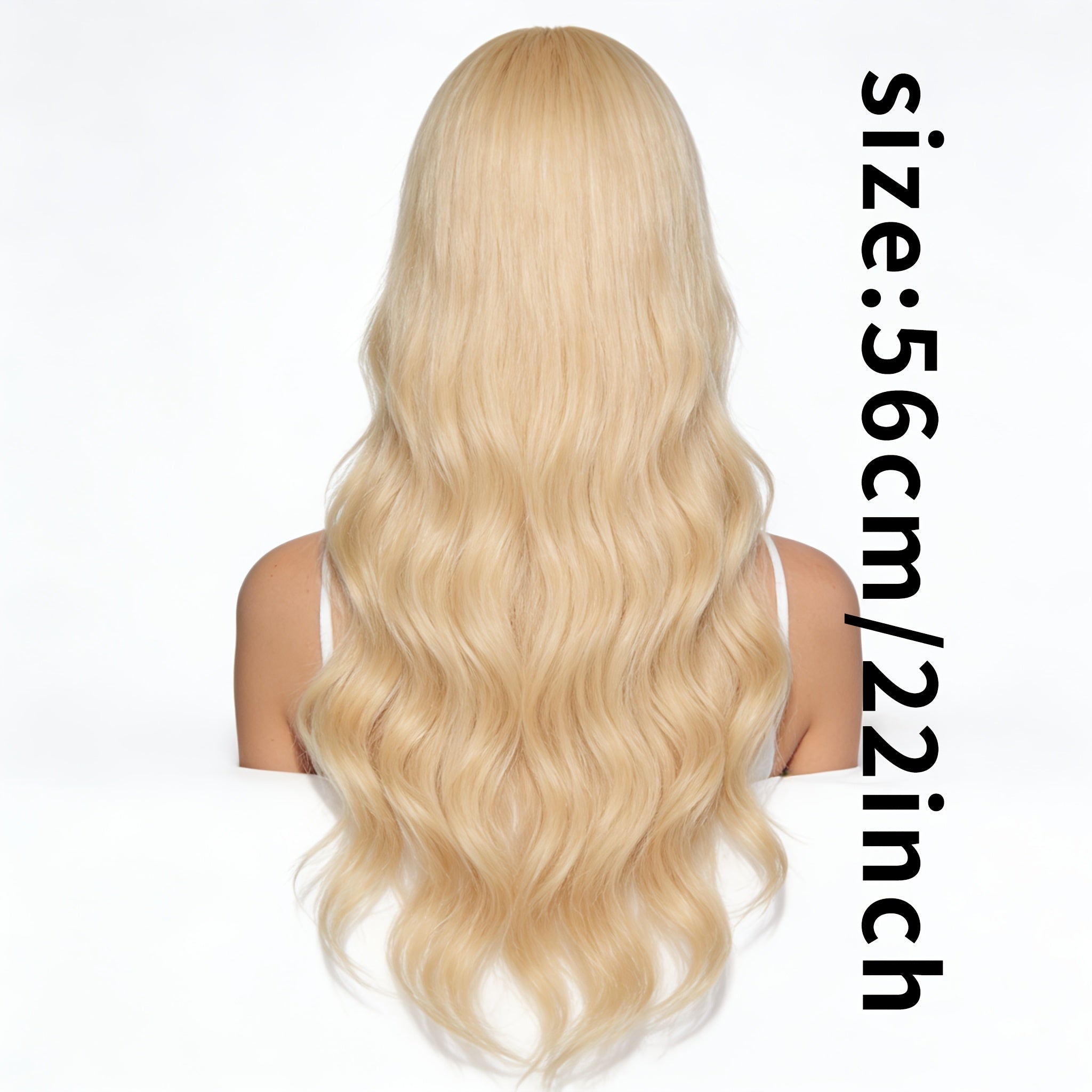 22-inch European and American Fashion Center-parted Large Wave Light Blonde Full Head Wig with Natural Luster and Smooth Texture, Perfect Accessory for Daily Wear, Parties, Festivals, and Vacation Styling