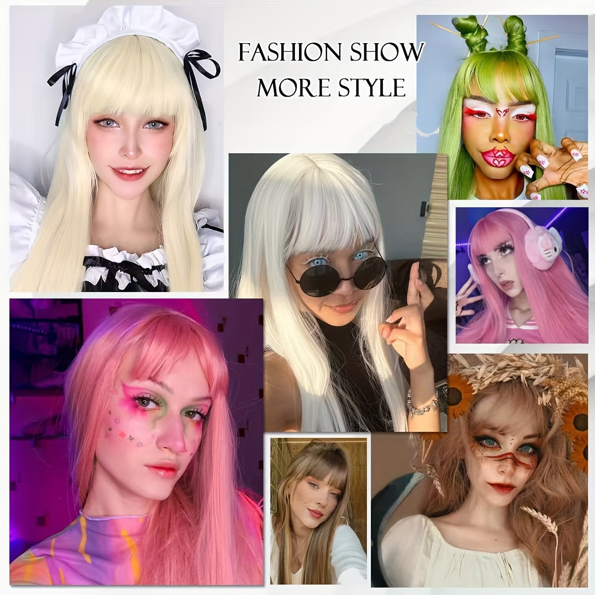 24 Inch Long Black Straight Wig with Bangs Colorful Y Soft Smooth Black Wigs Synthetic Heat Resistant Fiber Hair Daily Party Use with Density for Women
